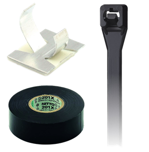 Adhesive cable clips, Cable ties & Tape